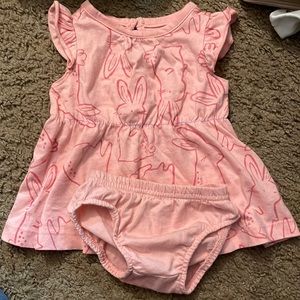 Newborn pink dress with diaper cover